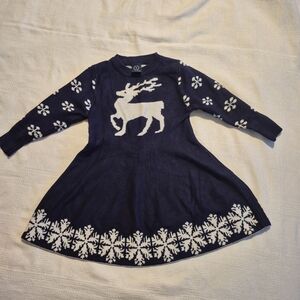You You kids girls size 100 or 4 sweater dress reindeer & snowflake EUC